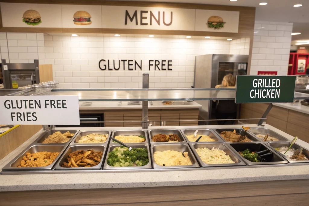 Gluten-free fast food menu options with clear labels