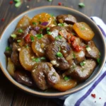 Pan-fried chicken liver recipe in cast iron skillet