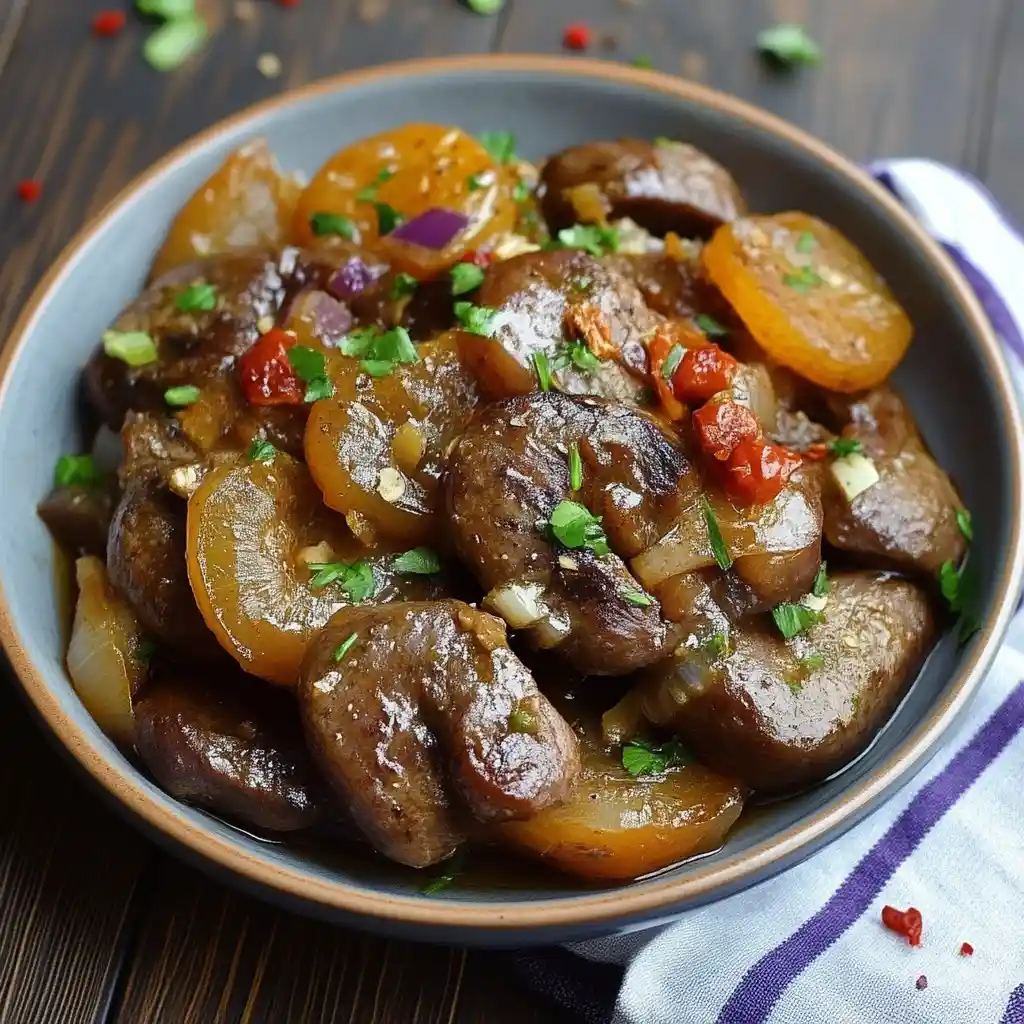 Pan-fried chicken liver recipe in cast iron skillet